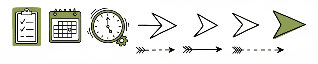Illustration representing an action plan and execution