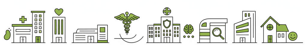 Illustration of multiple clinics in a competitive landscape